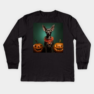 Mexican Hairless Dog Halloween Kids Long Sleeve T-Shirt